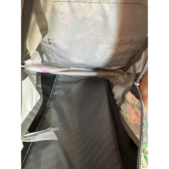 JanSport Cross Town School Backpack With Front Pocket Grey Bouquet Floral Print - Picture 7 of 15